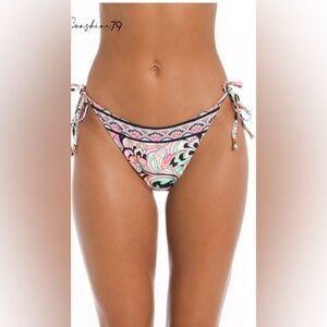 NWT Sunshine 79 Paisley Party Tie-Side Hipster String Bikini Bottom Size 10